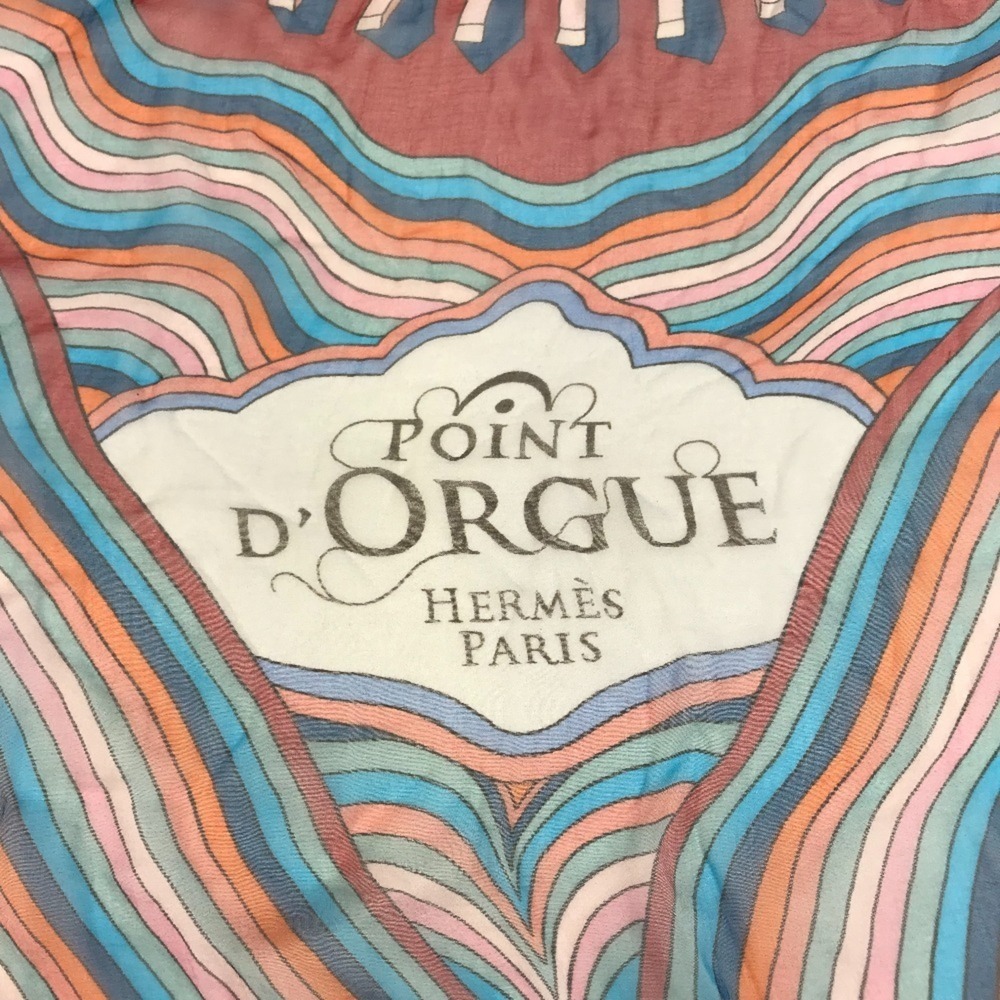 HERMES Point Dorgue Fermata Carre 140 Shawl Stole Large Scarf Muffler Silk Me... - Picture 2 of 9